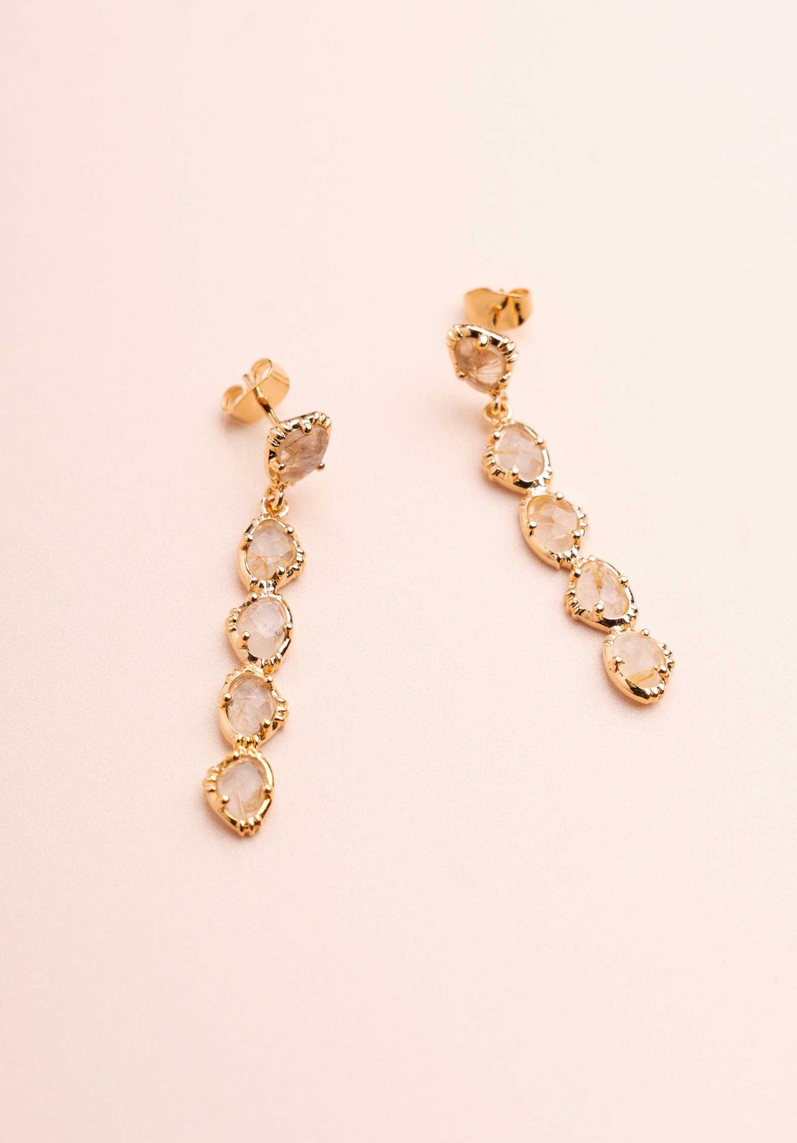 AU FIL DE LO Shop Earrings | Earring Bo587 Quartz-Rutil-Or