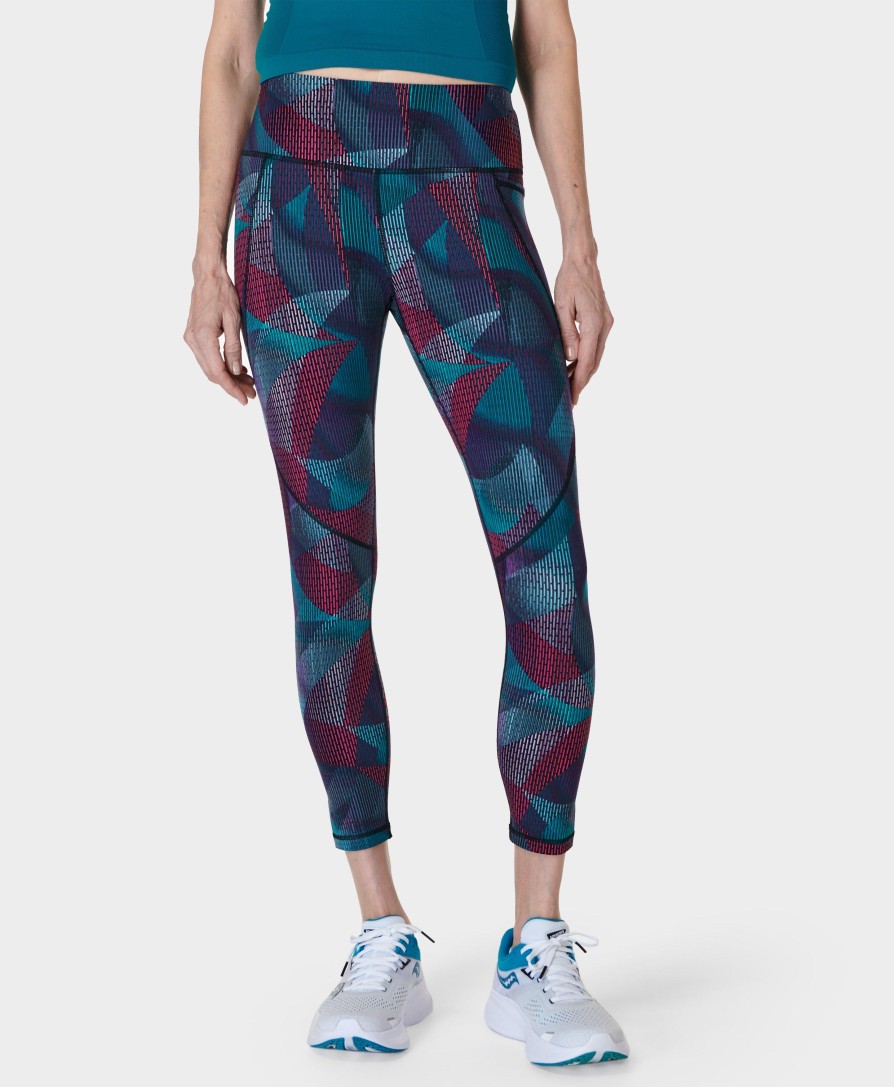 SWEATY BETTY Leggings | Power 7/8 Workout Leggings Sb5400A 78 Grey-Gradient-Shapes