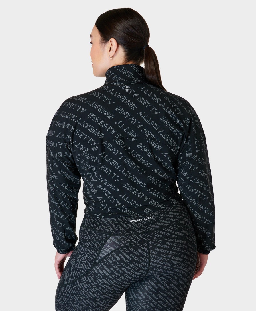 SWEATY BETTY Sweaters & Cardigans | Explorer Half Zip Midlayer Sb9158A Grey-Glitch-Typograp