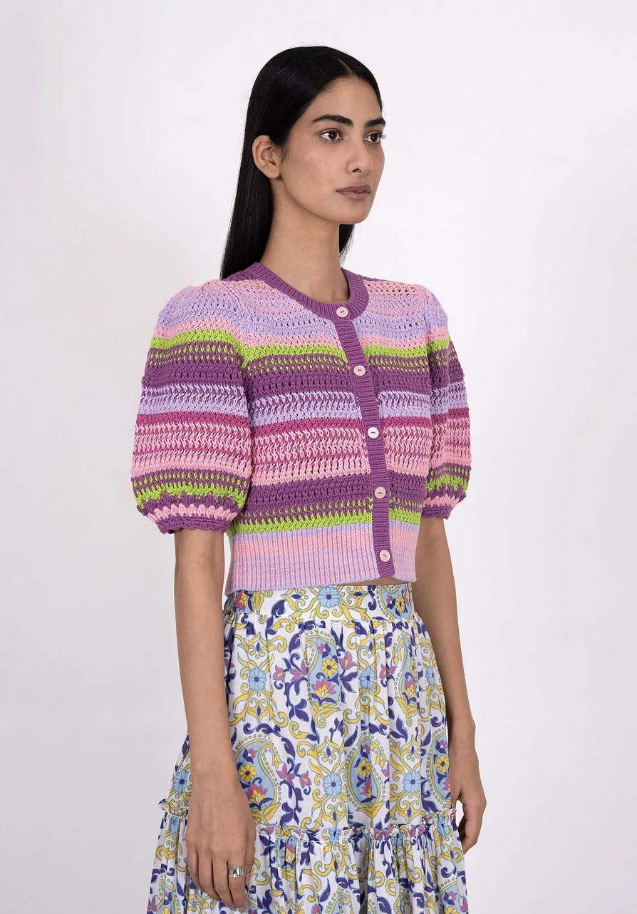 BANJANAN Sweaters & Cardigans | Cardigan Celeste Ss C Celeste Ss Cardi Multi-Weave