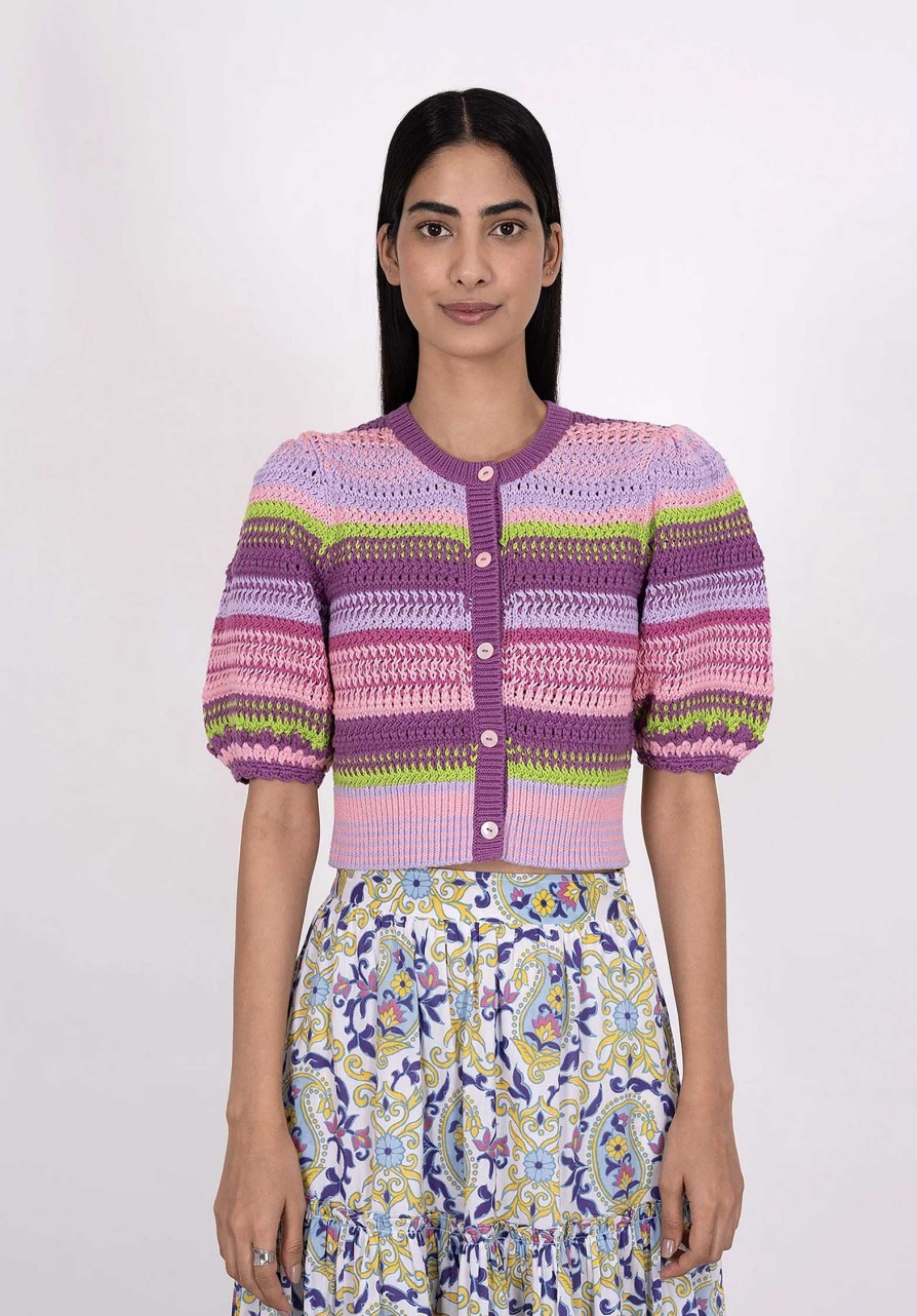 BANJANAN Sweaters & Cardigans | Cardigan Celeste Ss C Celeste Ss Cardi Multi-Weave