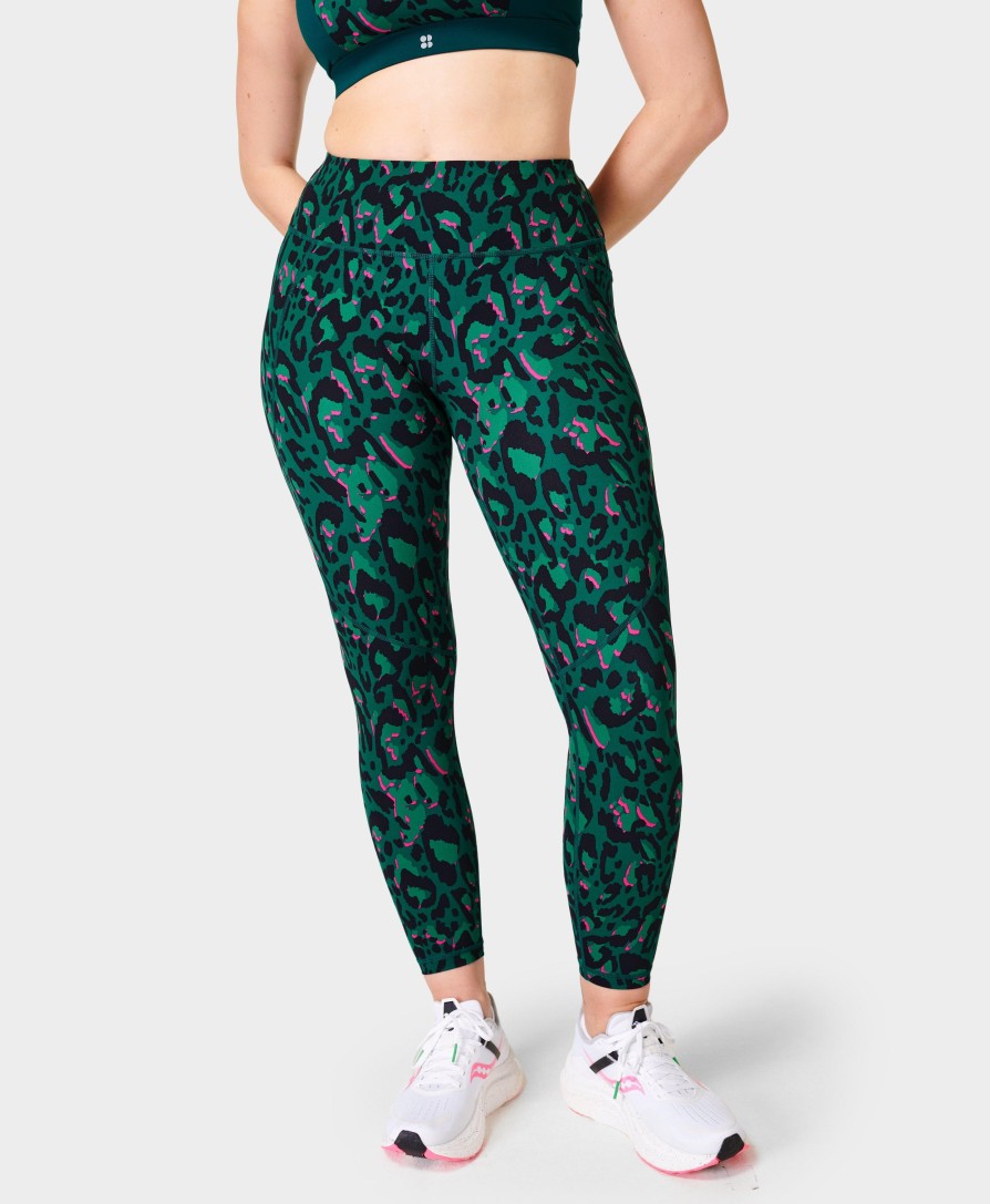 SWEATY BETTY Leggings | Power 7/8 Workout Leggings Sb5400A 78 Green-Brushstroke-Le